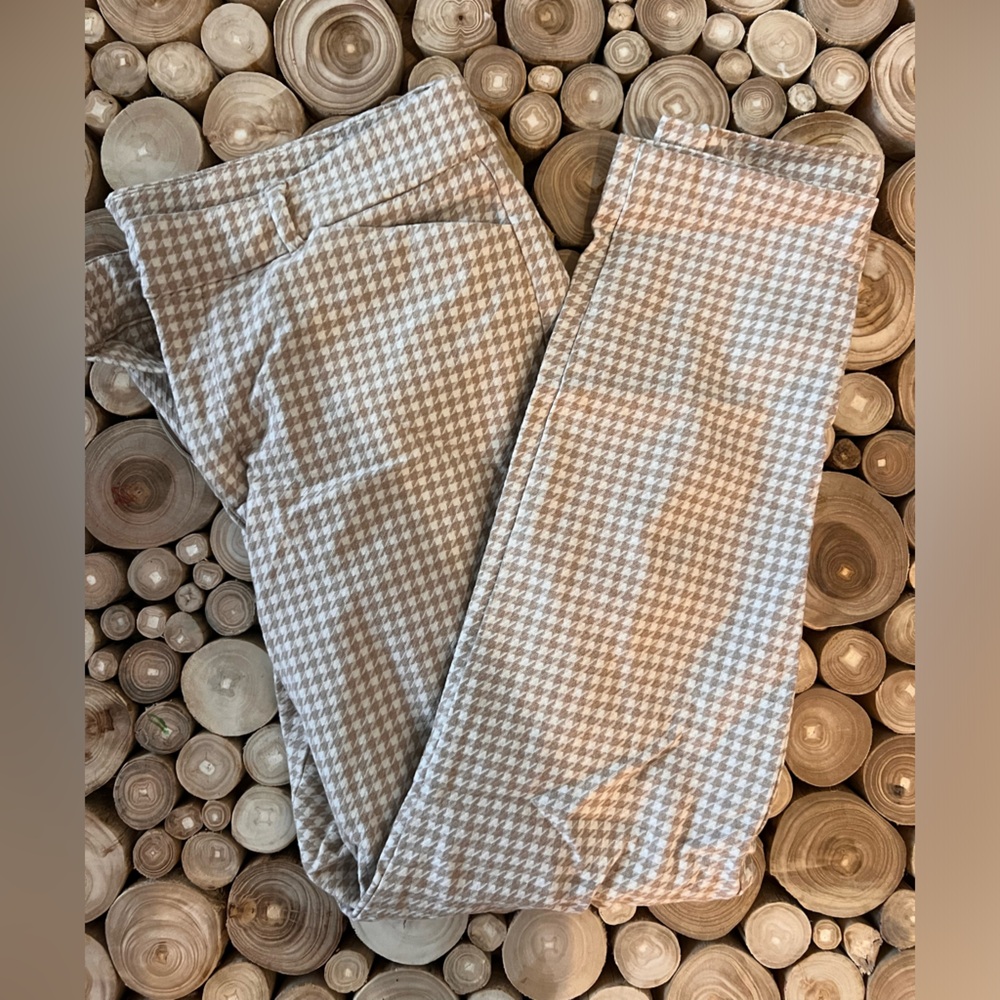 High Waisted Tan Pixie Checkered Pants